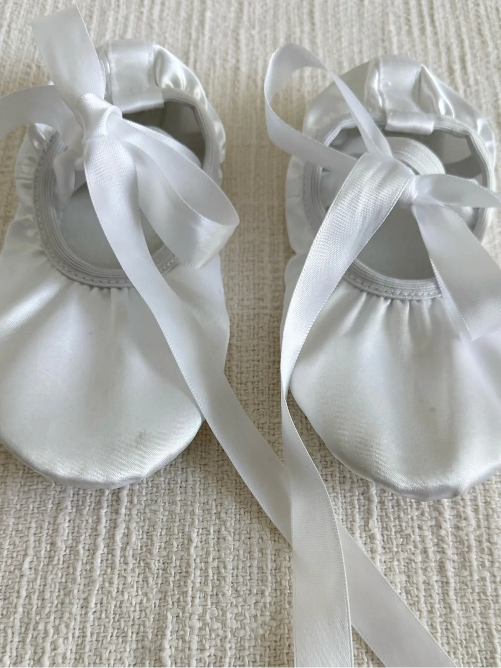 White Satin Ballet Tie Shoes for Kids